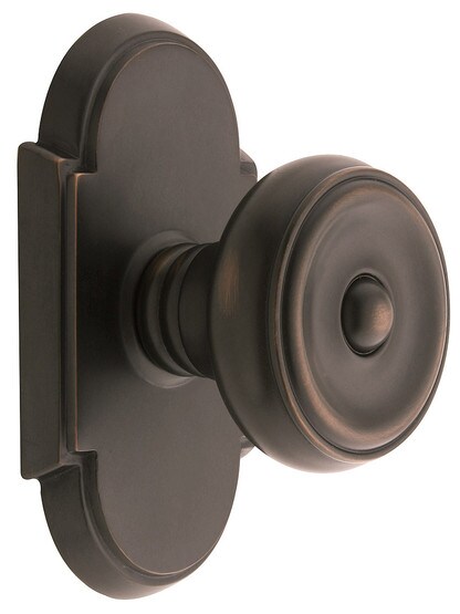 Arched Rosette Set With Waverly Knobs in Oil Rubbed Bronze.